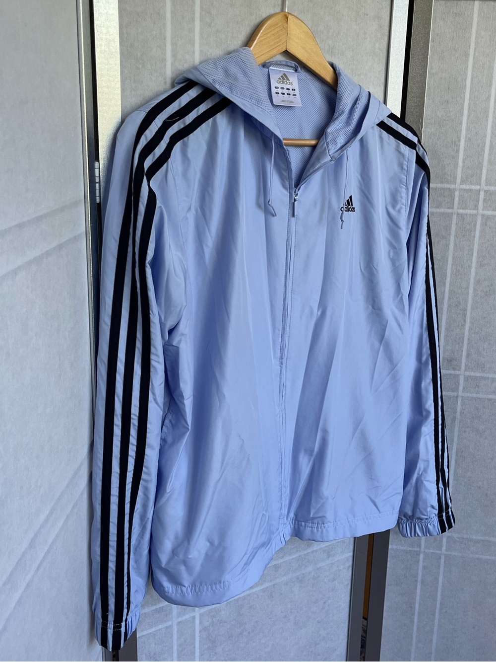 Adidas Track Jacket Lavender Blue Zip Up Athletic Striped Jacket Size M